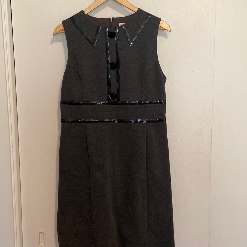MICHAEL Michael Kors Charcoal Shift Dress with Patent Accents